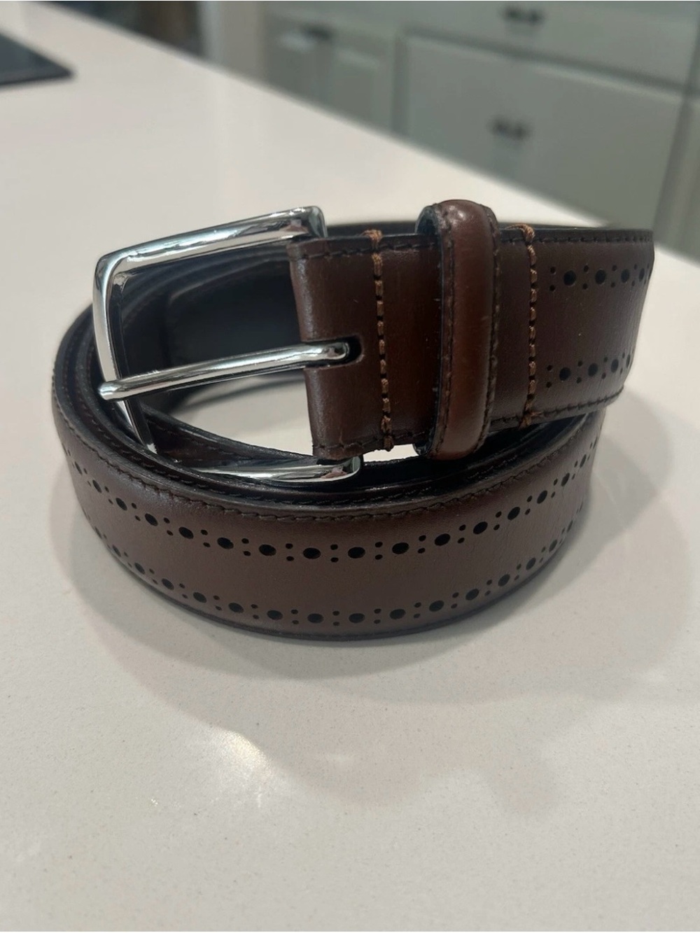 Allen Edmonds Italian Calfskin 112/44 MadeinUSA 74006 Men’s Belt Brass Buckle
